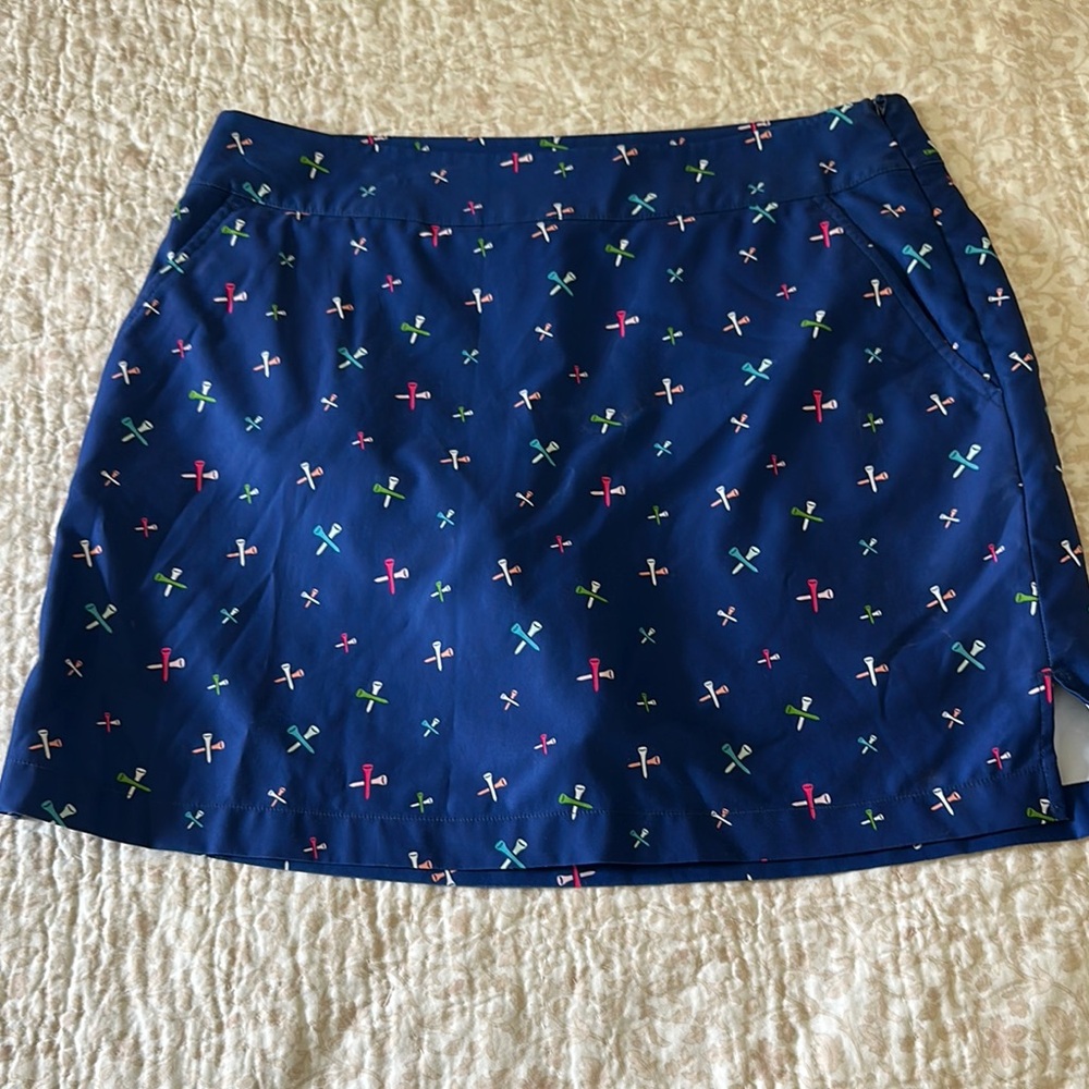 Vineyard Vines Navy Mini Skirt with Colorful Pattern